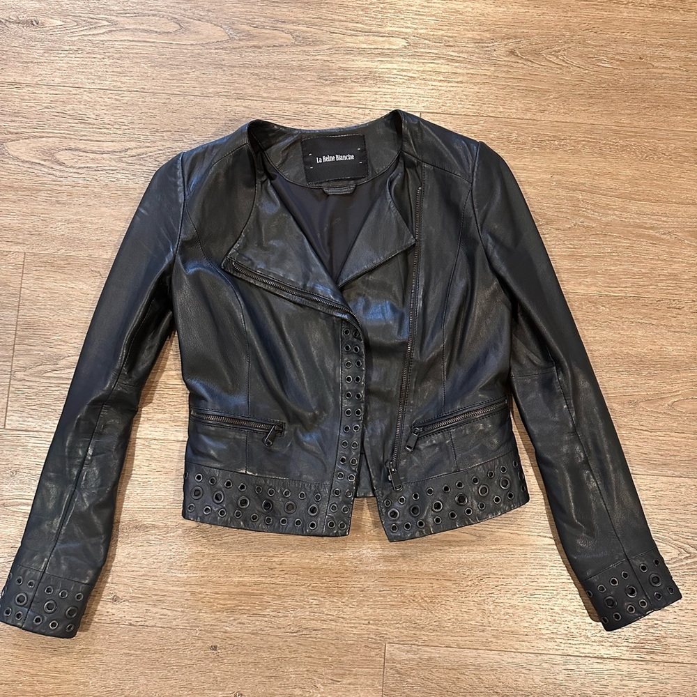 La Belle Studded Black Leather Jacket